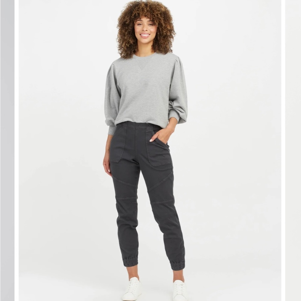 Spanx twill joggers, washed black